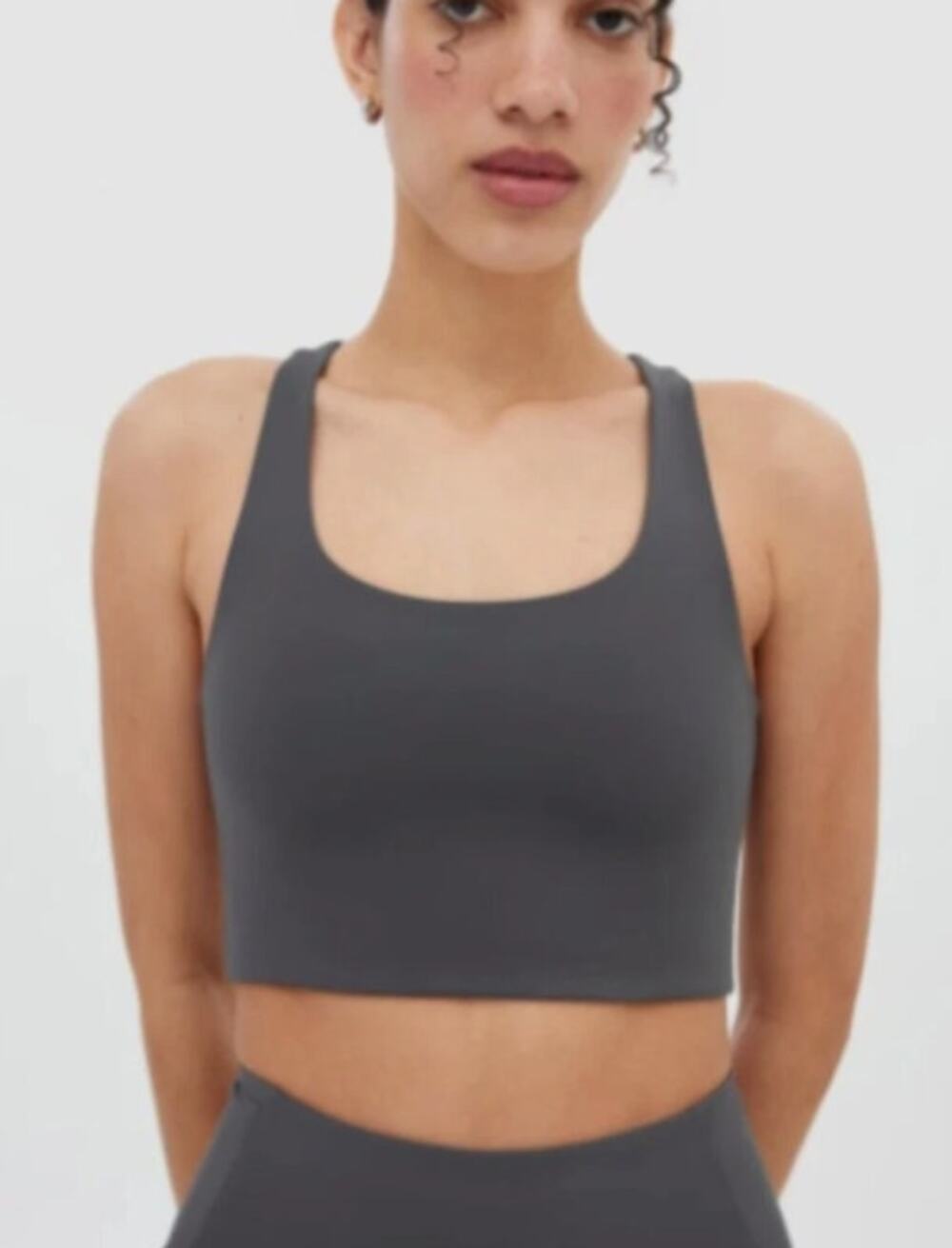 Girlfriend Collective Paloma Sports Bra Women's Large Gray Racerback Workout